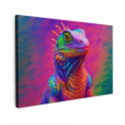 Kameleon - Dieren - Neon - Kleur Tuinposter op houten frame 2 cm dik klein -3d