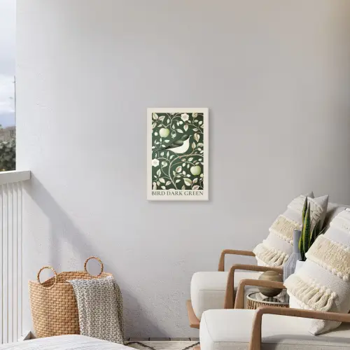 Groen - Vogel  - Bloemen Tuinposter op houten frame 2 cm dik klein -sfeer1