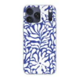 Bloemen patroon - Blauw - Wit - Bladeren Telefoonhoesje iPhone 17 Pro Max klein -3d