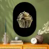 Cupcake - Eten - Goud - Zwart Wandcirkel Ovaal Glas middel -sfeer2