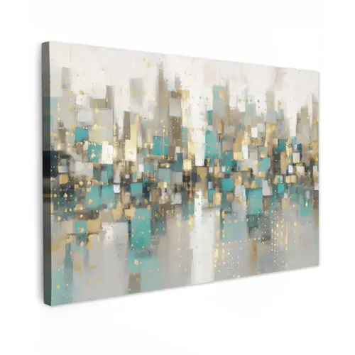 Abstract - Blokken - Goud - Skyline canvas 2cm klein -z3d