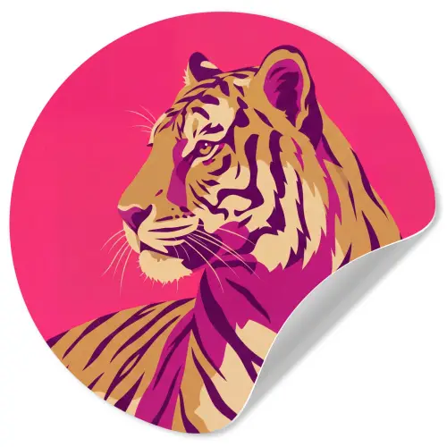 Tijger - Modern - Neon Wandcirkel behangsticker klein -3d