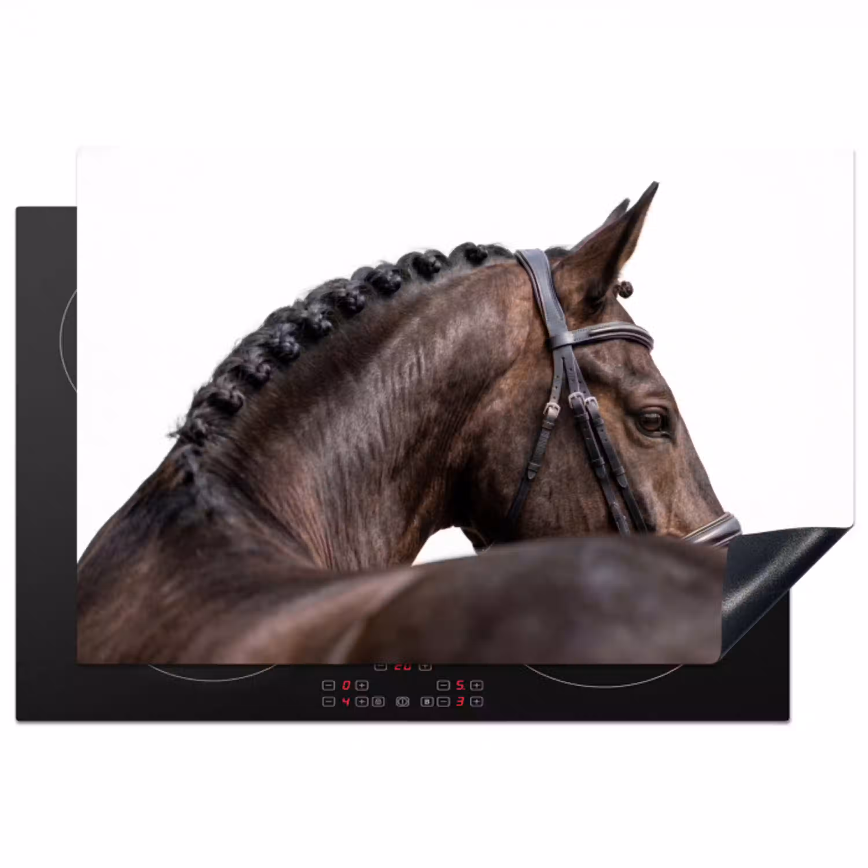 Portret - Paard - Elegant Inductie beschermer vinyl 3mm klein -3d