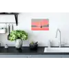 Zeilboot - Roze zee - Zonsondergang - Bergen Muursticker klein -keuken
