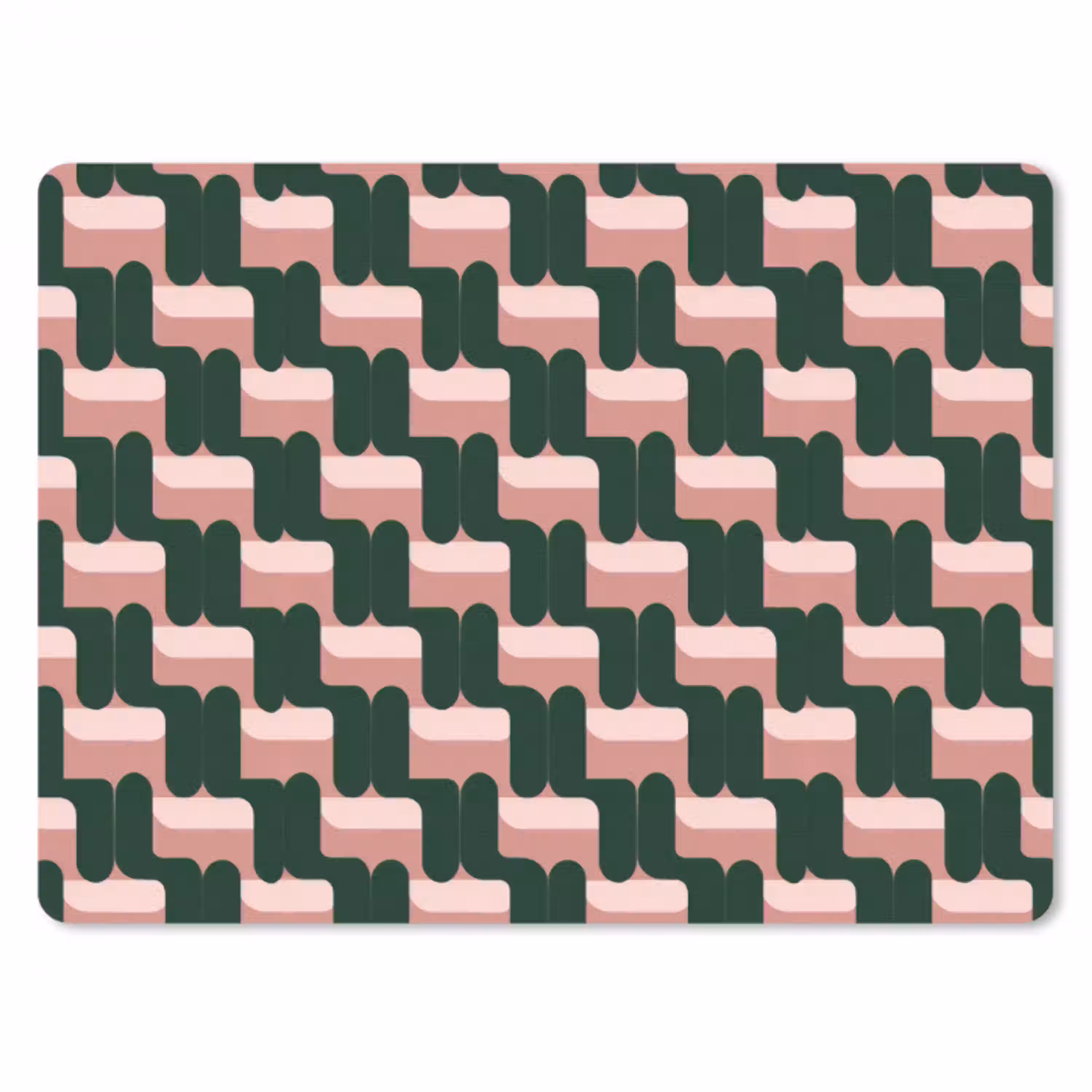 Vlechtpatroon - Groen - Roze - Geometrisch muismat rubber klein 262 -3d