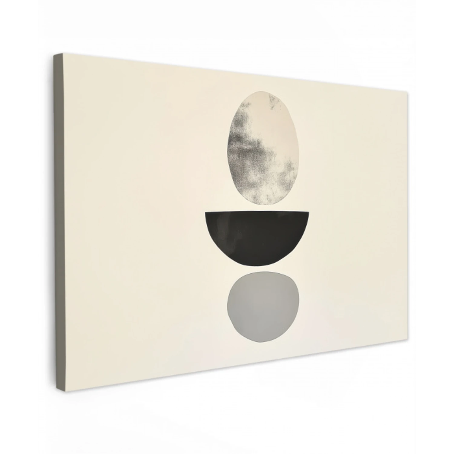 Beige - Japandi - Wabi sabi Tuinposter op houten frame 2 cm dik klein -3d