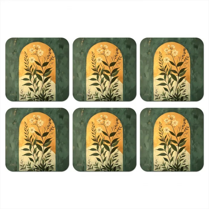 Plant - Bloemen - Wit onderzetter kurk middel -3d
