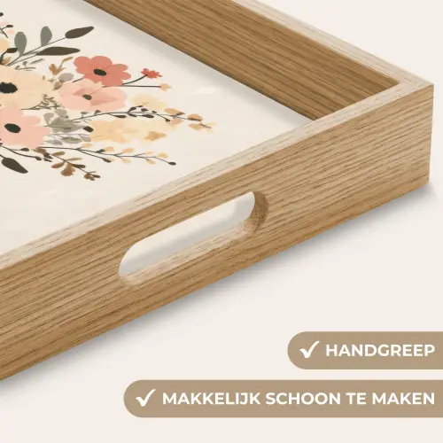 Bloemen - Quote - Beige - Lint Dienblad Rechthoek middel -USP_HandgreepNL