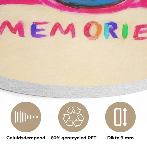 Camera - Memories - Roze - Geschilderd Akoestische PET Vilt - Rond klein -closeup_NL