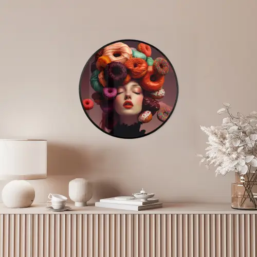 Vrouw - Donuts - Kleurrijk Fotolijst rond zonder passe partout klein -sfeer3