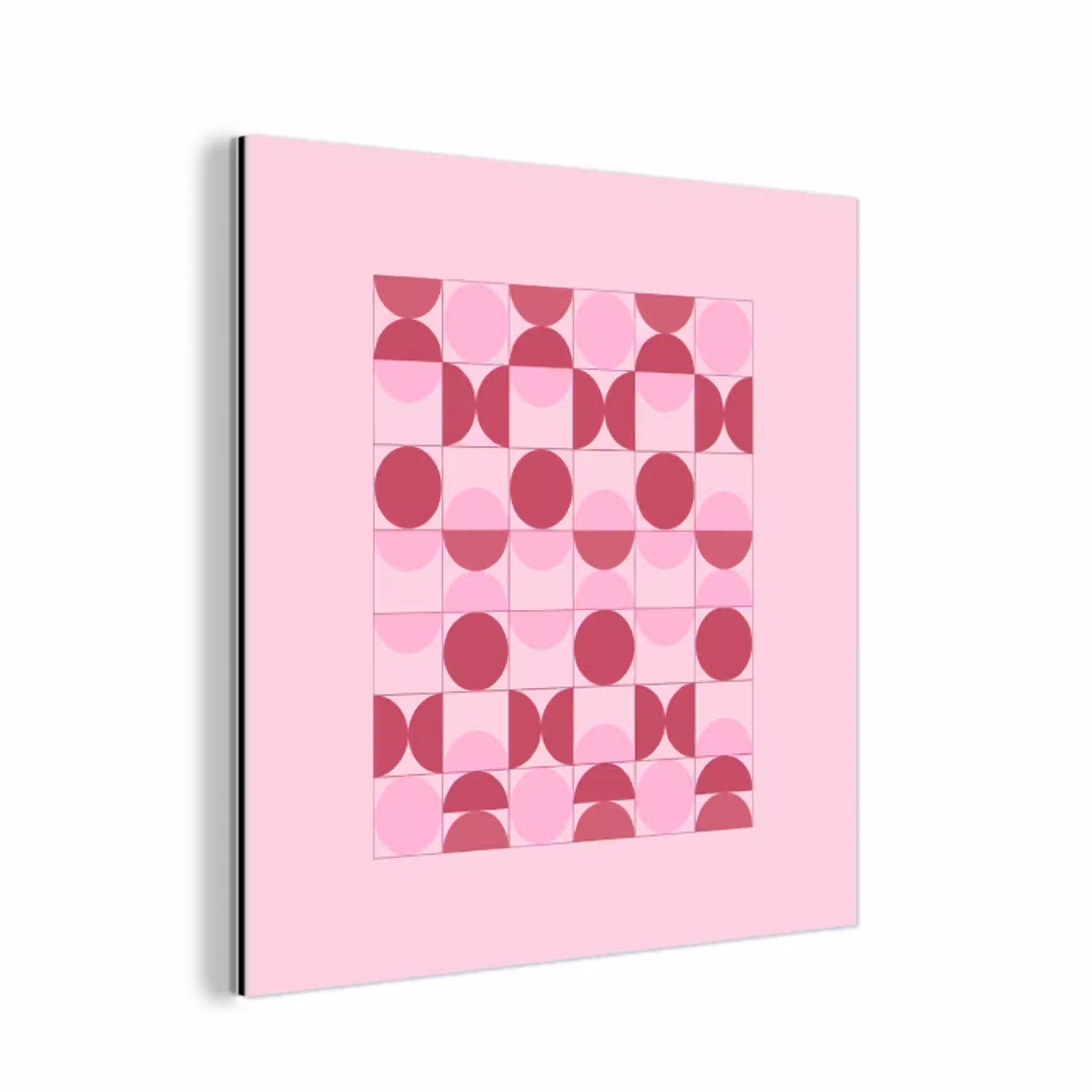 Abstract - Geometrisch - Cirkels - Roze - Modern aluminium wit klein -3d