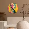 Vrouw - Verfstrepen - Gekleurd Wandcirkel kunststof plaat 5mm dik klein -sfeer1