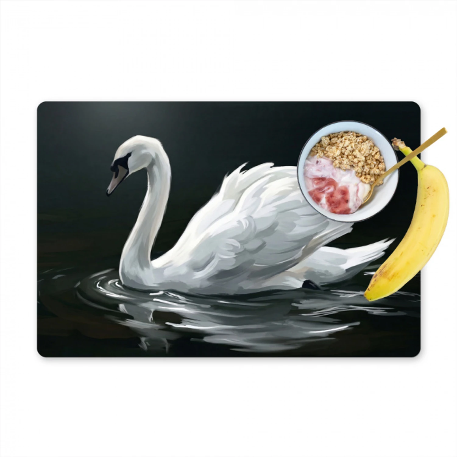 Zwaan - Water - Natuur - Realistisch - Wit Placemat vinyl groot -zzzproduct_Kitchenyeah-website