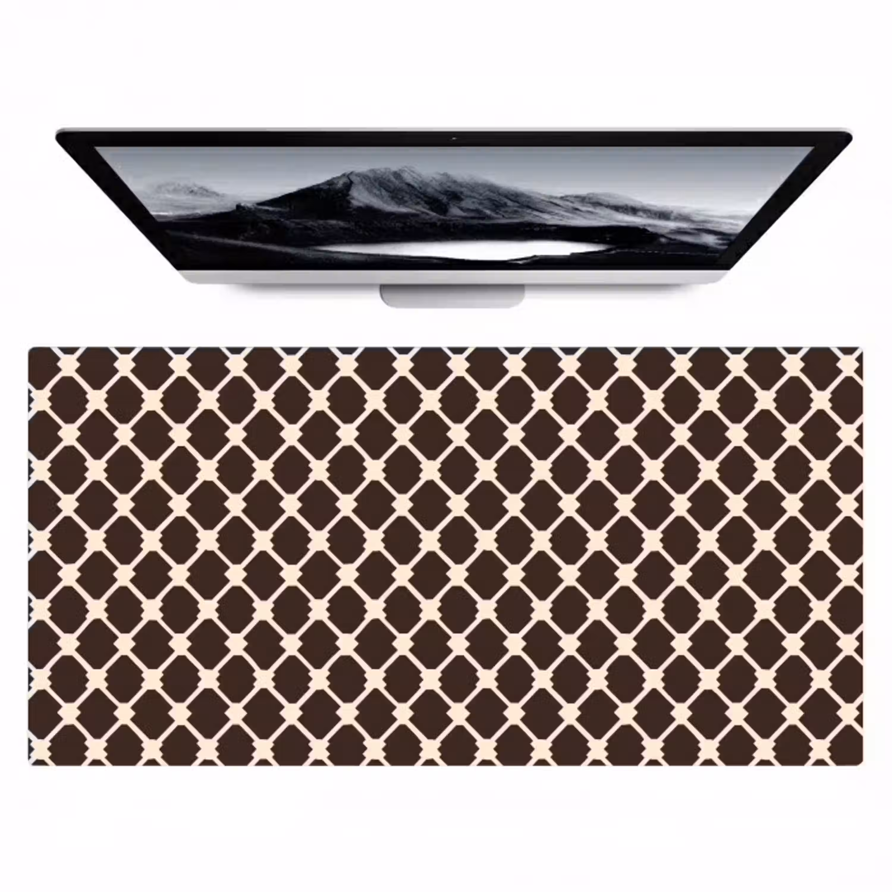 Bruin - Ruitpatroon - Geometrisch Muismat XXL klein 681 -zzz3d