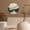 Vrouw - Beige - hoed Wandcirkel behangsticker klein -sfeer1
