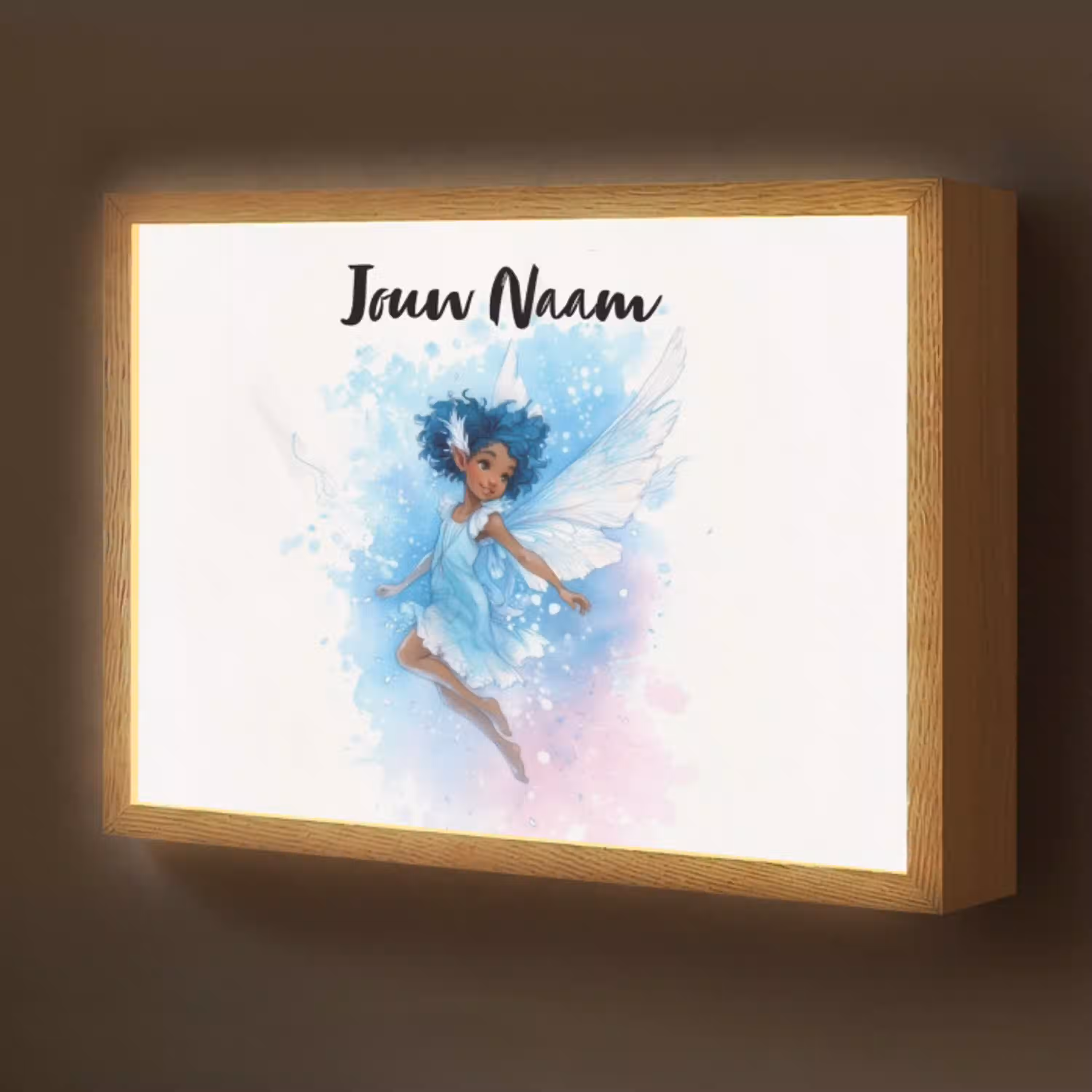 Elf - Blauw - Magie - Roze Light Box met batterij (Wandlamp kind) middel -z3d_website