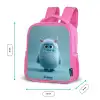 Blauw pluizig monster met hoorns Kinderrugzak - Roze middel -productfoto_formaten