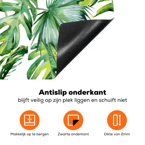 Monstera - Palmblad - Jungle - Tropisch Inductie beschermer vinyl 3mm klein -zzzzzzz-td-onderkant