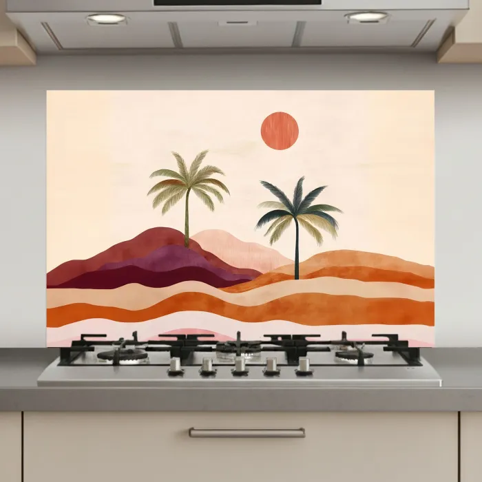 Palmbomen - Abstract - Zon - Heuvels keuken achterwand spatscherm klein -3d_website