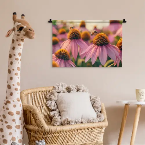 Bloemen - Paars - Bijen Wandkleed katoen klein -wsfeer5_kind
