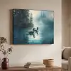 Bos - Water - Eenden - Mistig Textielframe zwart klein -sfeer3