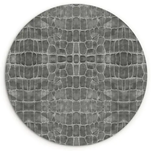 Krokodil - Leer - Grijs Wandcirkel plexiglas klein 852 -3d