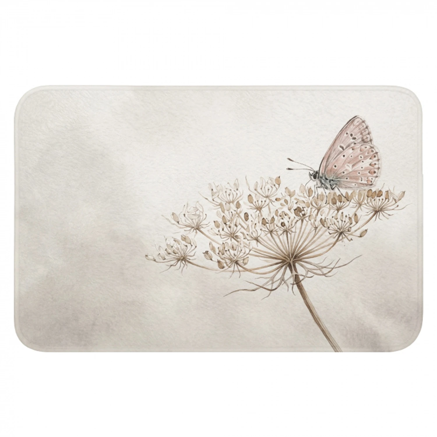 Vlinder - Bloem -Natuur - Beige Badmat klein -3d