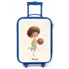 Jongen met een basketbal in beige kleuren Kinderkoffer - Blauw klein -zz3dotto