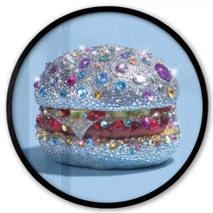 Glitters - Hamburger - Blauw Fotolijst rond zonder passe partout klein -3d