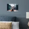 Hert - Winter - Hertenkop - Sneeuw - Gewei poster papier klein -sfeer2