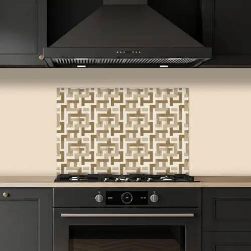 Geometrisch - Retro - Bruin keuken achterwand spatscherm klein 900 -sfeer1
