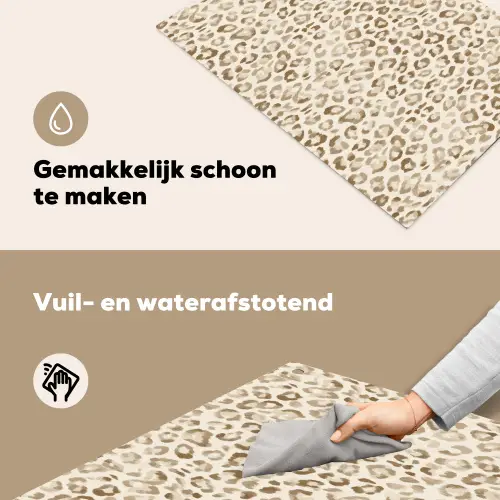 Luipaard - Klassiek - Beige Inductie beschemer met haakjes klein 777 -ky-schoon-nl
