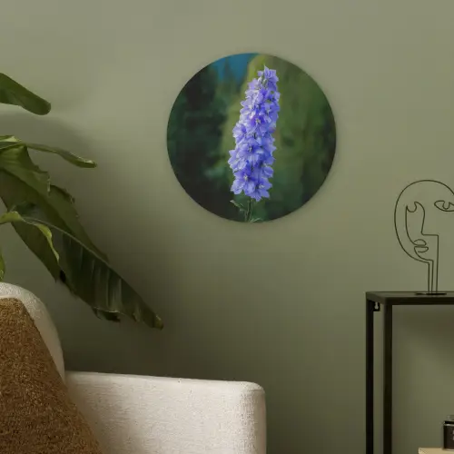 Bloemen - Blauw - Dennenboom Akoestische PET Vilt - Rond klein -sfeer2