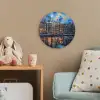 Grachten Amsterdam - Huizen - Stad - Kleurrijk Wandcirkel kunststof plaat 5mm dik klein -tsfeer1_kind