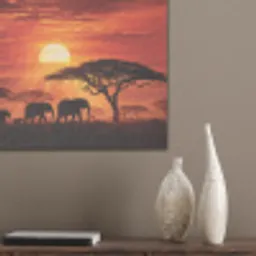 Savanne - Olifanten - Zonsondergang PET vilt klein -sfeer6_closeup