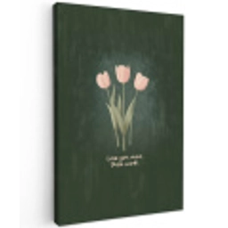 Tulpen - Roze - Tekst - Love Tuinposter op houten frame 2 cm dik middel -3d
