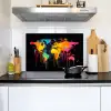 Wereldkaart - Verf - Kleurrijk - Graffiti - Wereld Inductie beschemer met haakjes klein -sfeer2