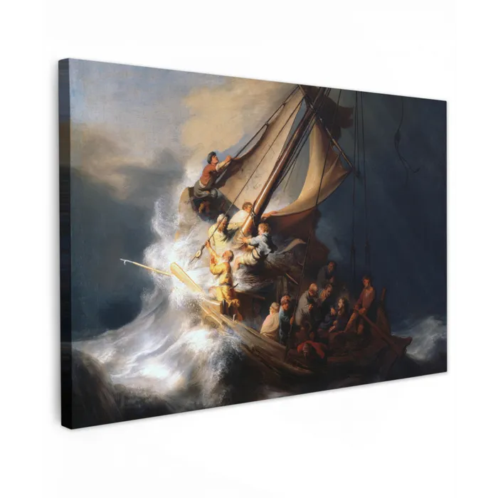 De storm op het meer van Galilea - Rembrandt van Rijn canvas 2cm klein -z3d