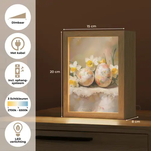 Bloemen - Eieren - Geschilderd Light Box met kabel (Tafellamp) klein -USP_NL