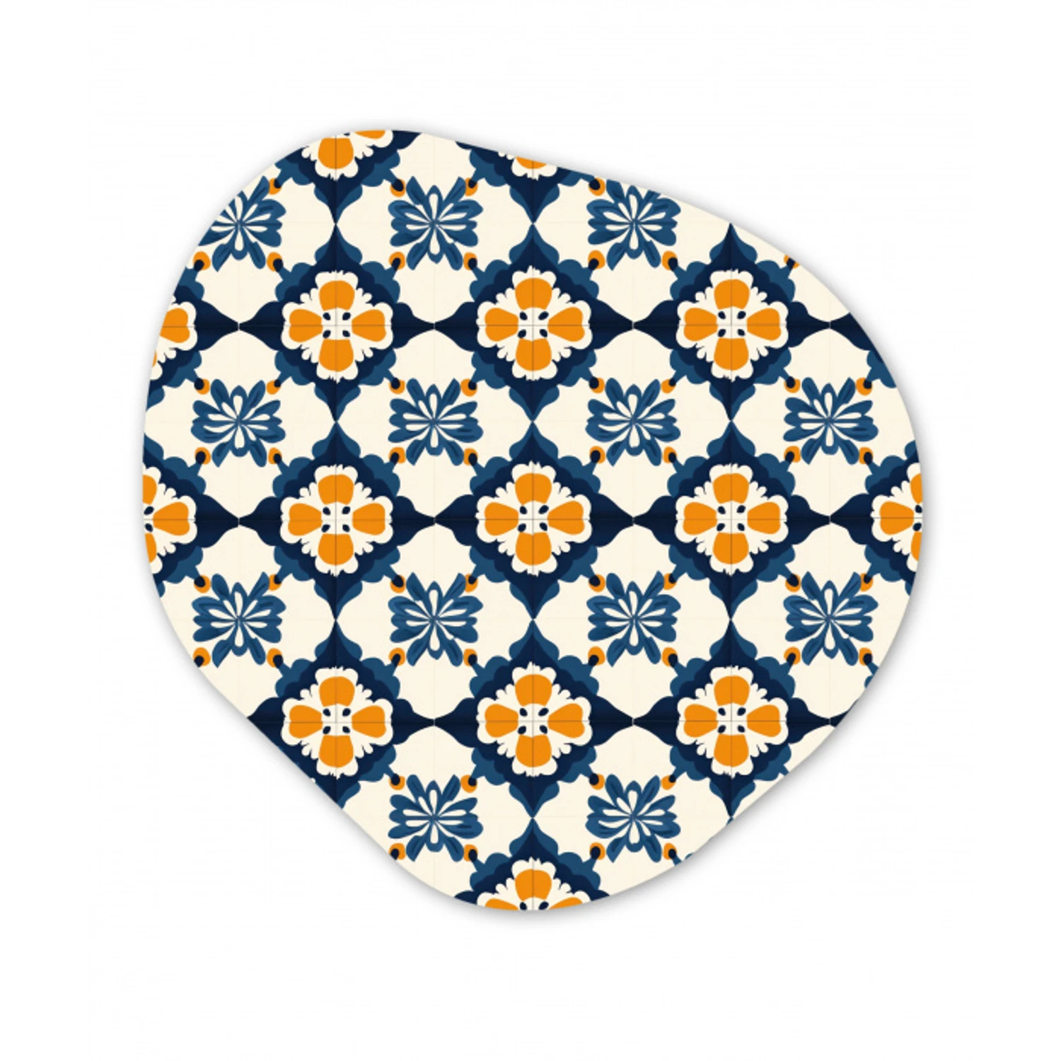 Klassiek - Geometrisch - Blauw Wandcirkel Organisch Aluminium middel 851 -3d