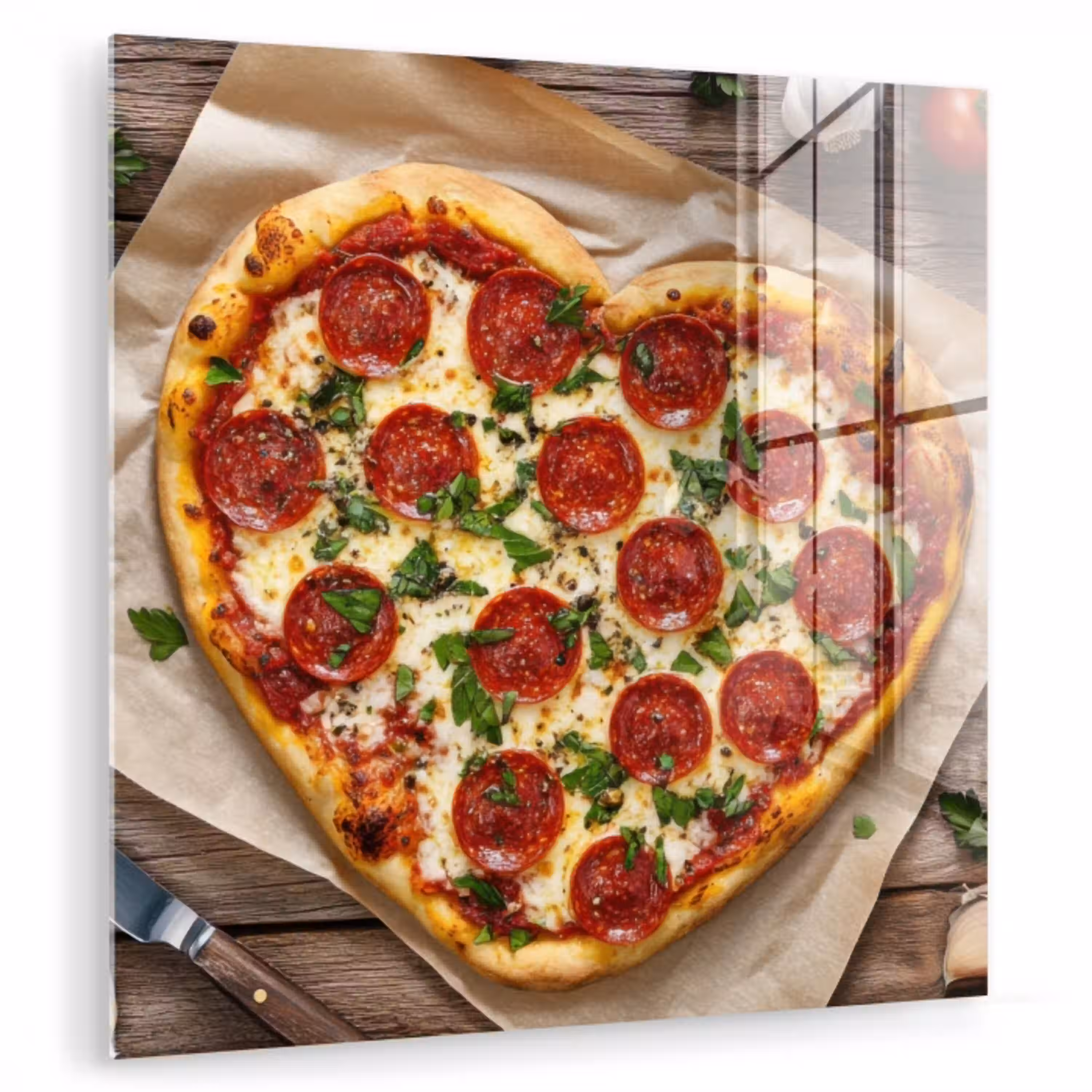 Pizza - Hart - Pepperoni - Tomaat plexiglas 5mm klein -zzzproduct_nieuw