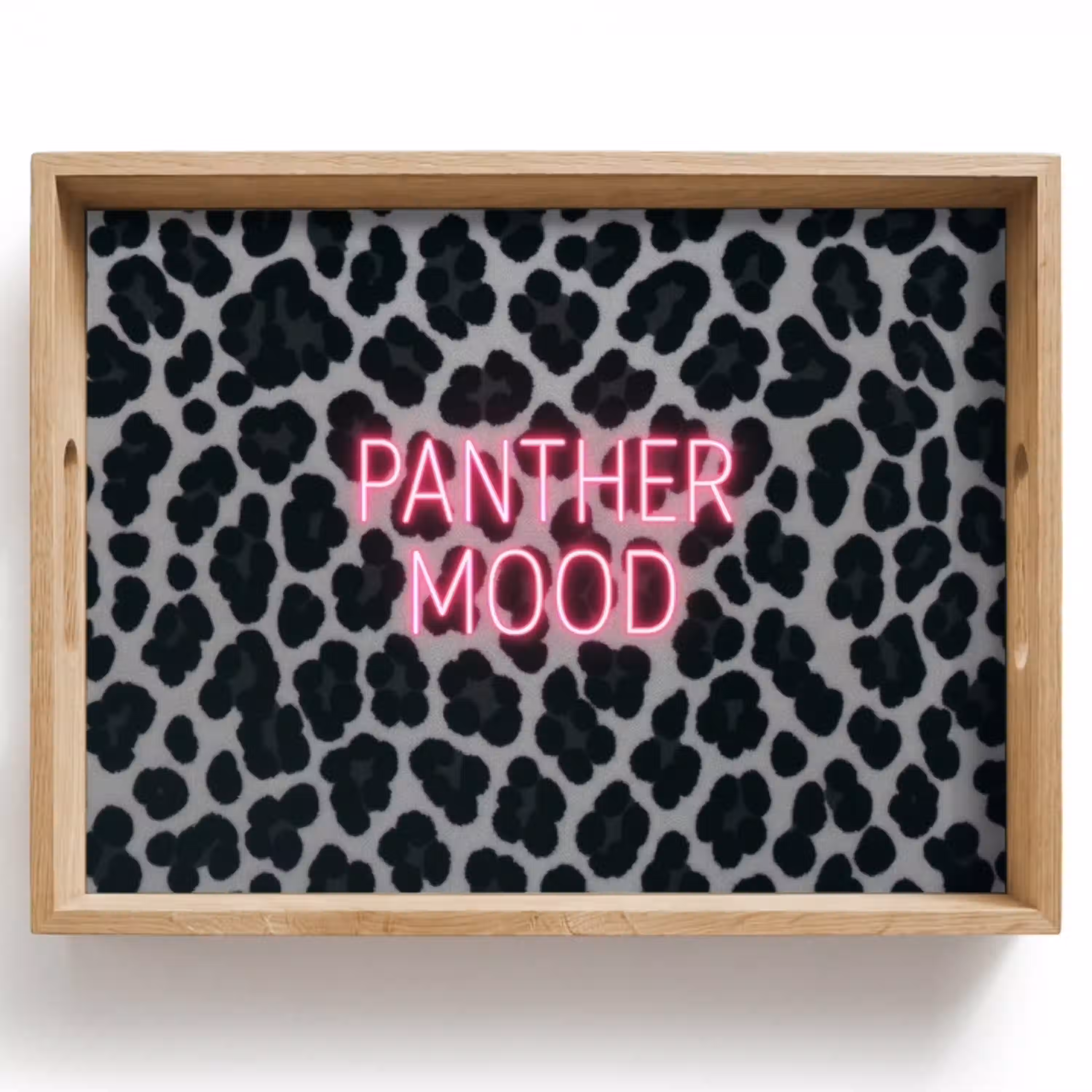 Panterprint - Zwart - Neonletters - Roze Dienblad Rechthoek middel -z3d_shopping