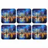 Skyline Toronto - Modern - Stadslicht - Blauw onderzetter kurk middel -3d