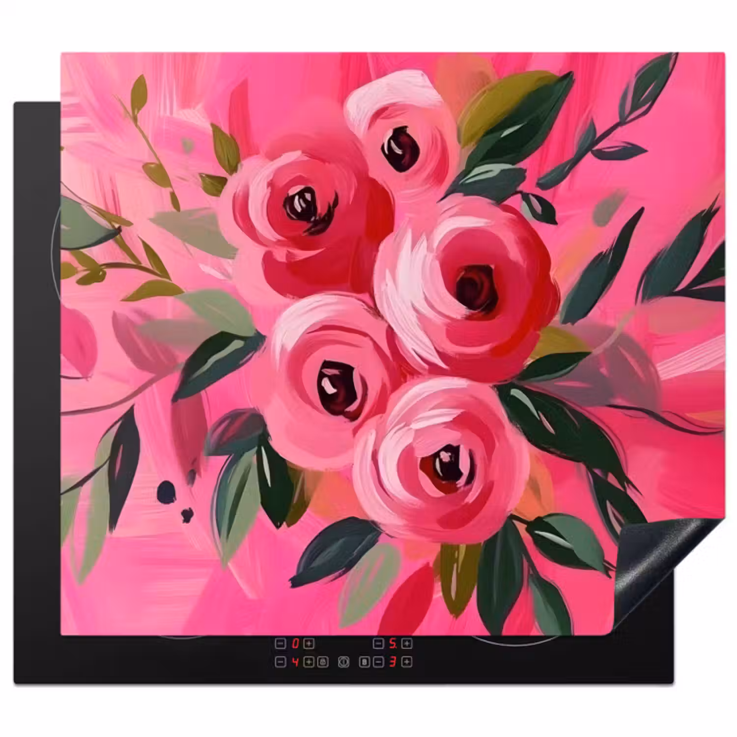 Inductie beschermer - Bloemen - Verf - Roze