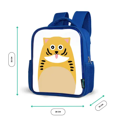 Dierenportret - kat - kinderen Kinderrugzak - Blauw middel -productfoto_formaten