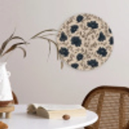 Motief - Bloemen - Zwart - Beige Wandcirkel kunststof plaat 5mm dik klein 188 -sfeer4