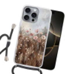 Bloemen - Botanisch - Schilderij - Pastel - Rustiek Hoesje iPhone 16 Pro Max met koord klein -sfeer1