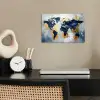 Wereldkaart - Blauw - Abstract poster papier klein -sfeer1