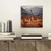 Giraffen - Hoog gras - Acaciabomen aluminium wit klein -sfeer1