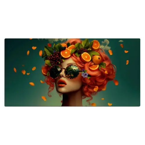 Vrouw - Sinaasappel - Bessen - Oranje Muismat XXL klein -3d_leeg